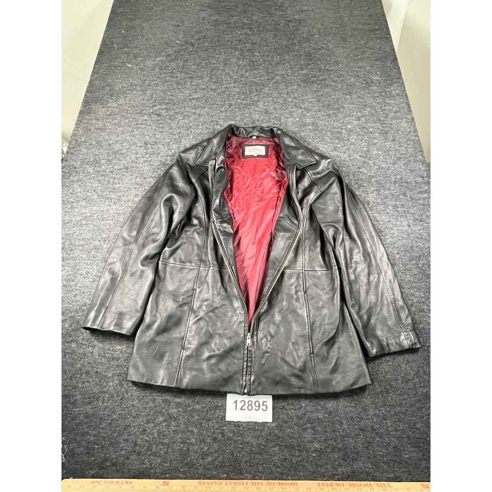Coat Collectibles Leather Jacket Womens Large Black Pink Lined Winter Full Zip